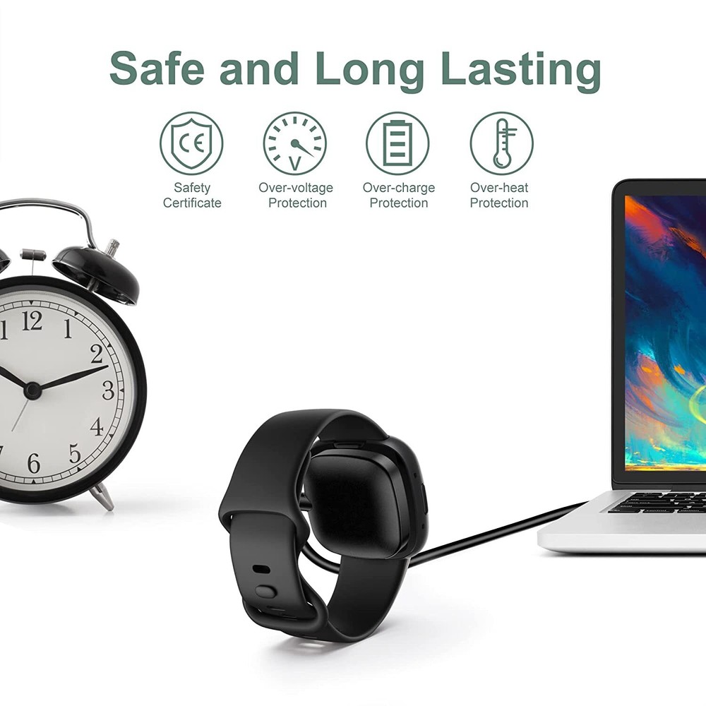 2 pcs Wireless Charger For Fitbit Sense 1 2 /Versa 3 4 USB Fast Charging Dock US