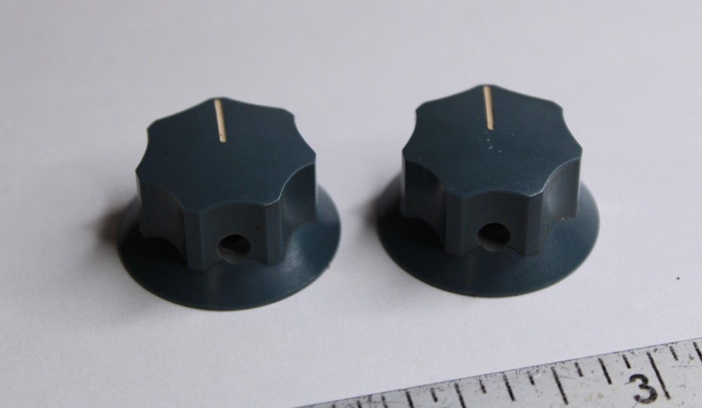 👀Vintage 1960's Precision Electronics - GRAY Bakelite Knobs 1-1/4" (PAIR)