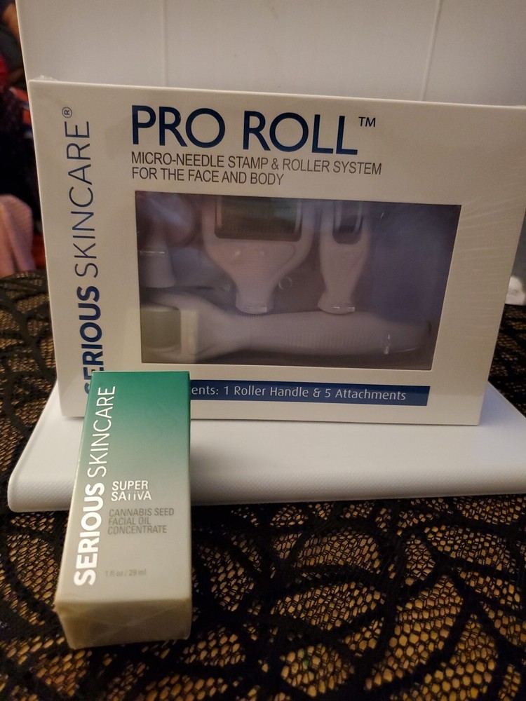 Serious Skincare Pro Roll Micro Needle Stamp And Roller System & Super Sattiva
