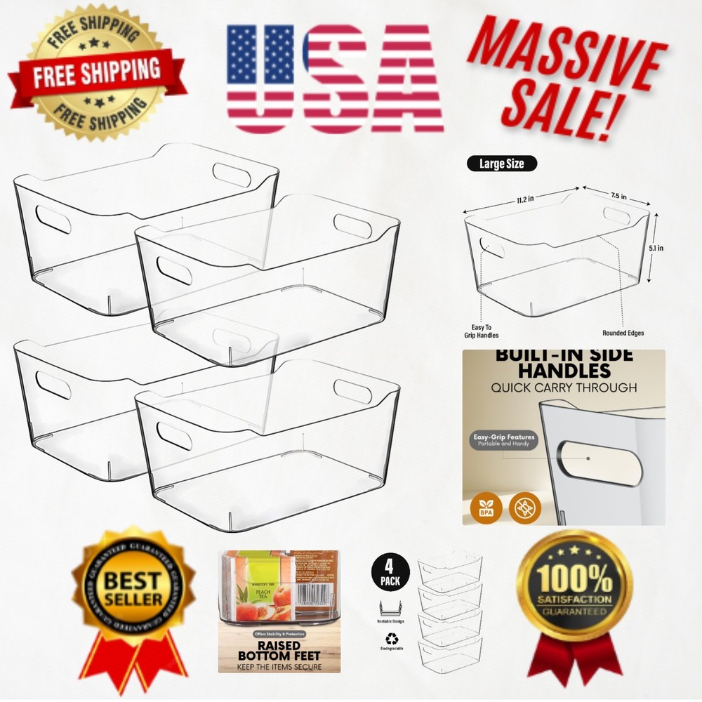 BPA-Free Stackable Storage Bins - Large Clear Organizers for Multi-Purpose Use