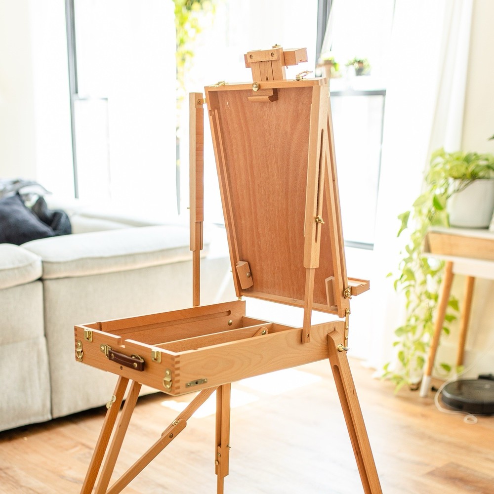 MEEDEN Solid Beech Wood Plein Air French Easel Foldable Spacious Adjustable
