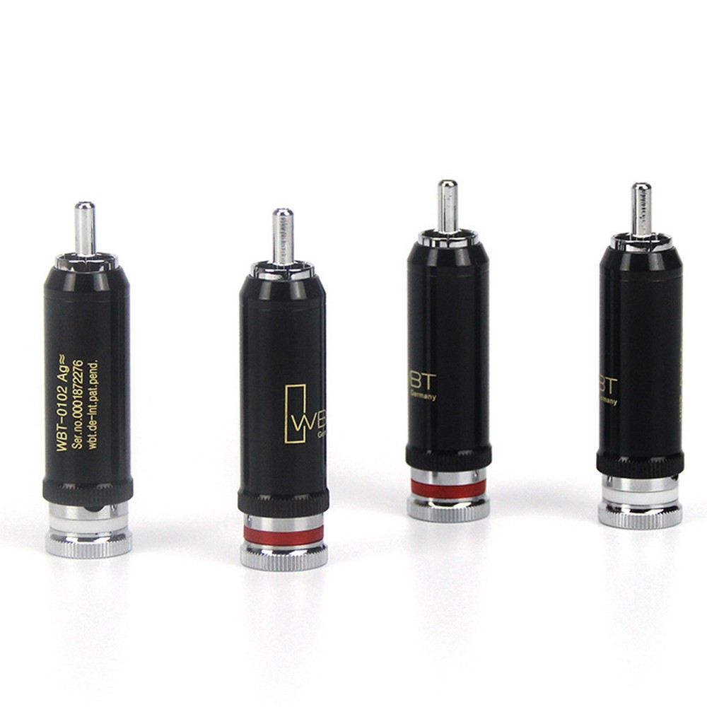4Pcs Brass Rhodium WBT-0102 RCA Plug Connector Audio Cable Terminal Socket