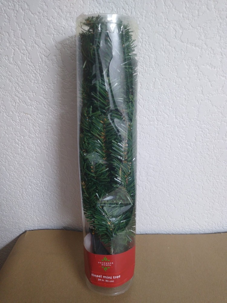 December Home 24 in. Tinsel Mini Tree Green