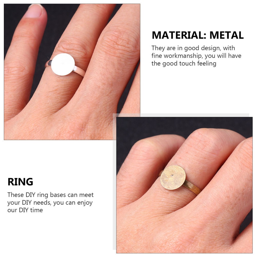 80pcs Adjustable Ring Blanks DIY Ring Base Flat Round Pad Ring Flat Ring Base