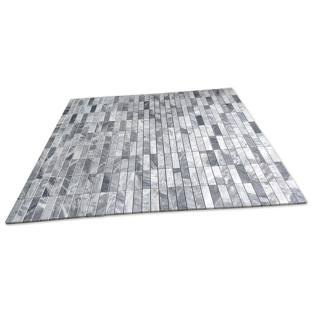 K7GXP 1x4 Bardiglio Gray Marble Stacked Rectangular Mosaic Tile Polished