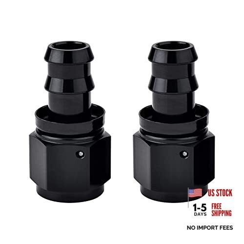 Push Lock Hose Fitting End Black 2PCS 10AN Straight