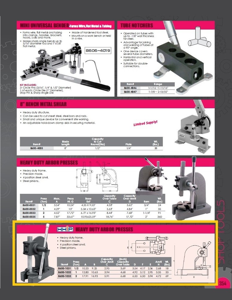 2 TON HEAVY DUTY ARBOR PRESS (8600-1033)