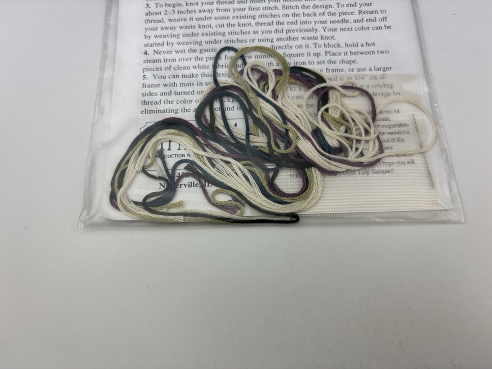 Threads Through Time The Purple Tulip Sampler Needlepoint Pattern Kit 6S