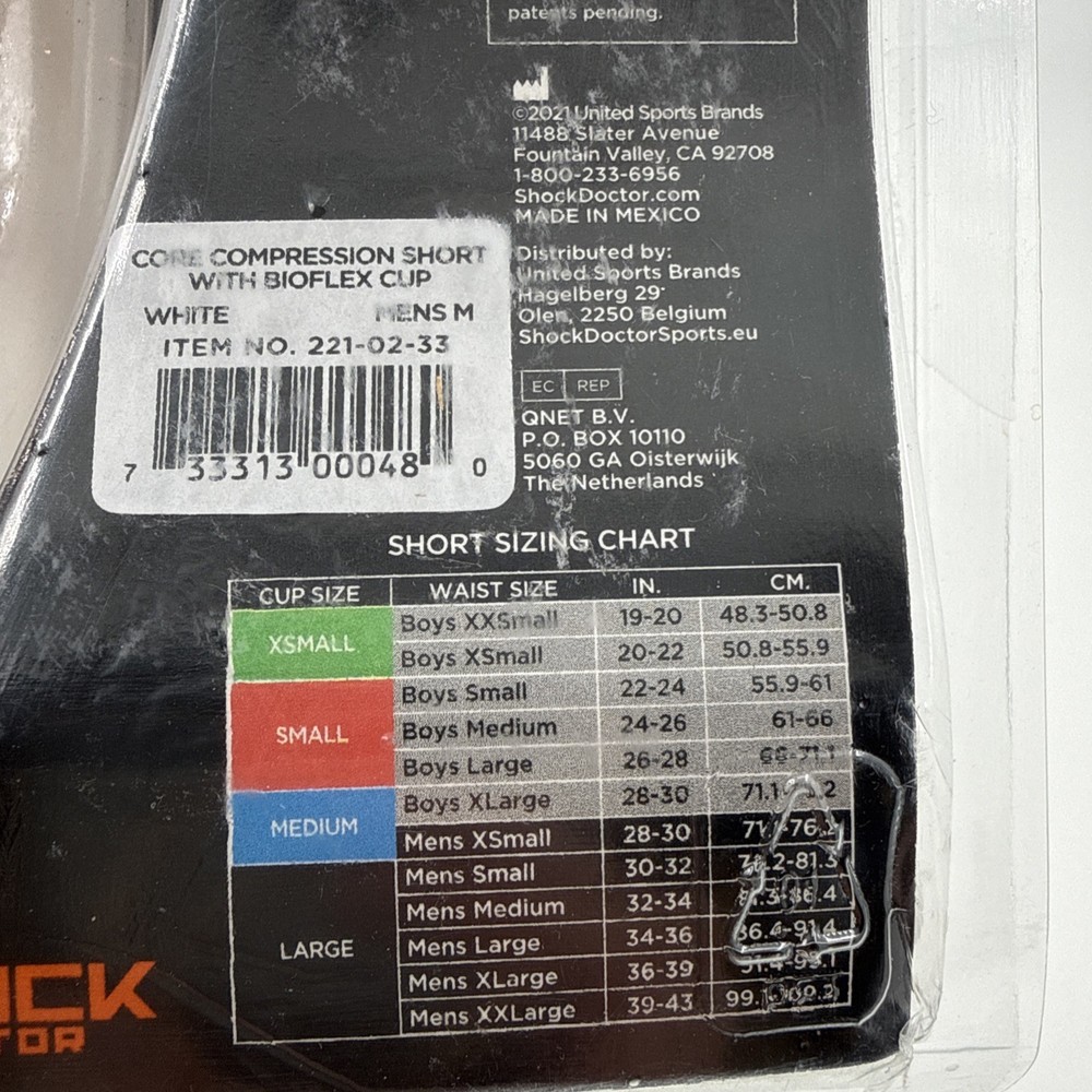 Shock Doctor Core Compression Short W Bioflex Cup New Size Med Cup Size Large
