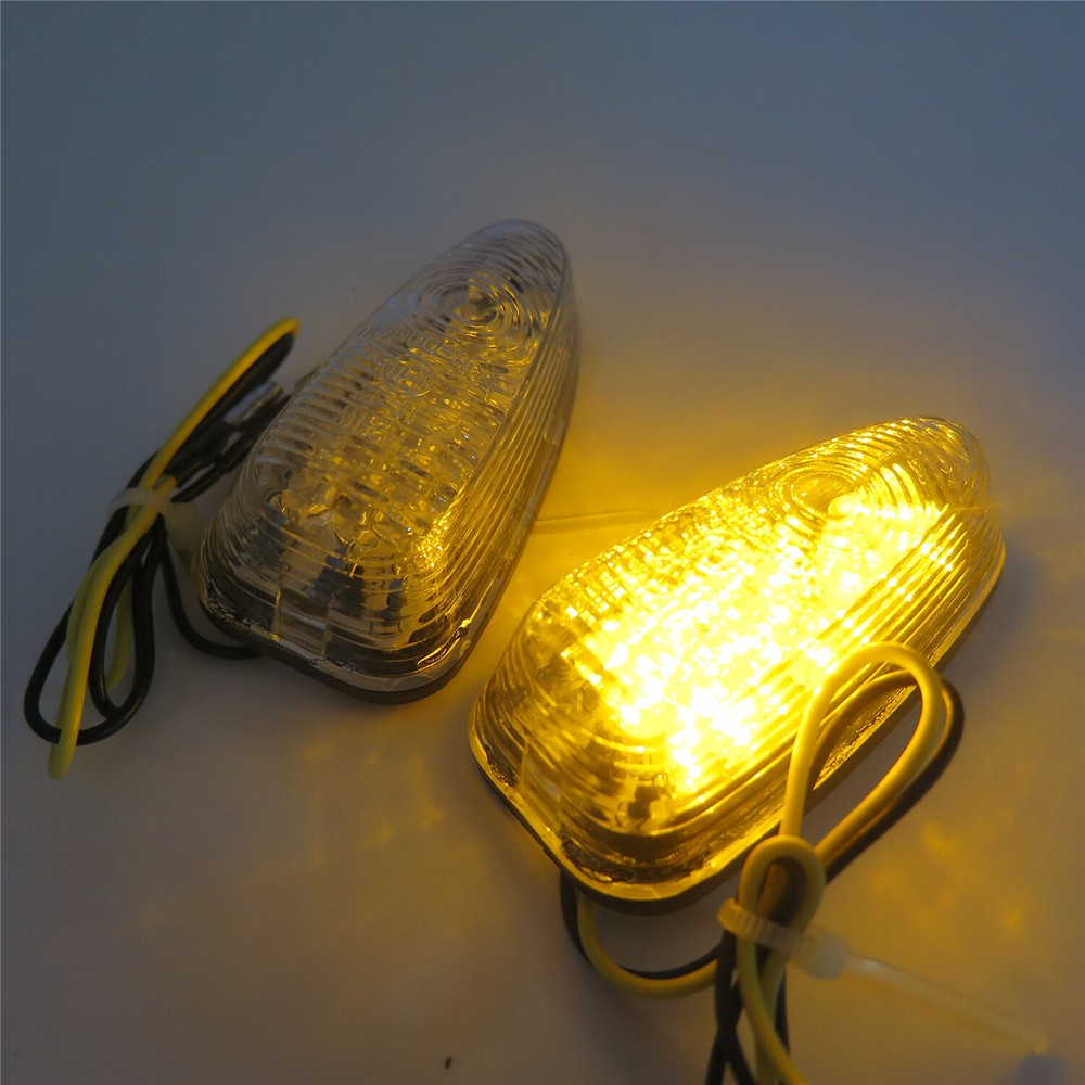HongK Universal Amber LED Clear Turn Signal Light Indicator Light Blinker Bobber
