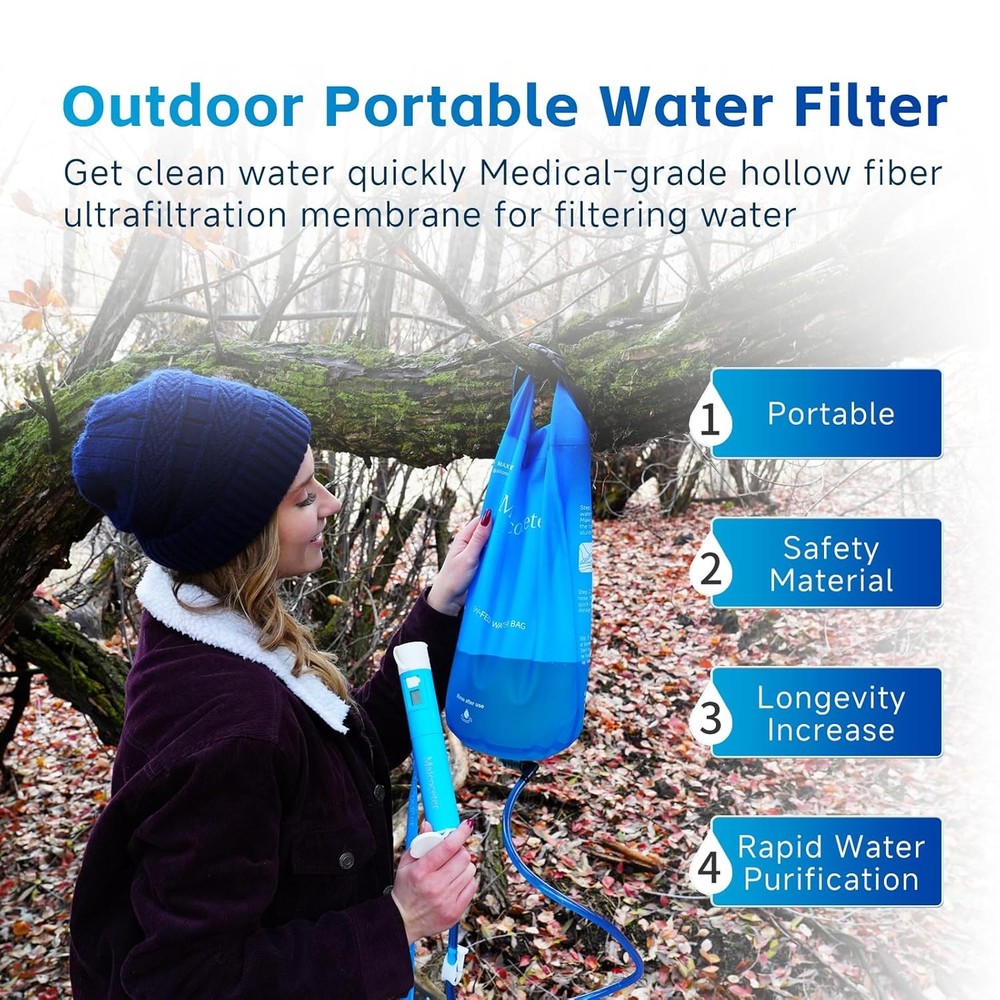 Gravity Water Filter Bag with Purifier
