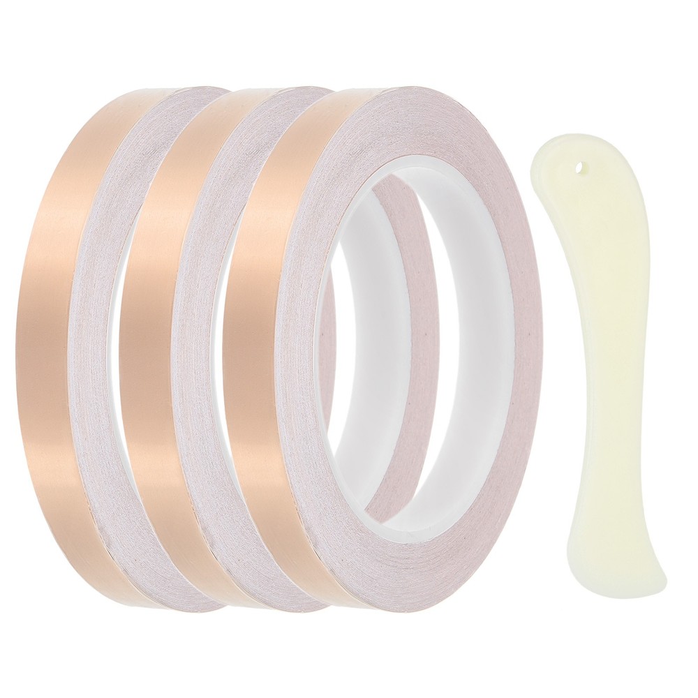 3 Roll 22 Yard 1/2 Inch Single-Side Conductive Copper Foil Tape with Scraper