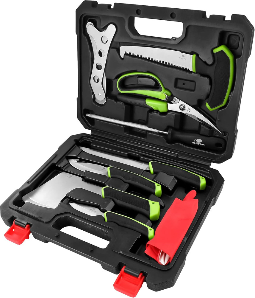 Mossy Oak 10-Piece Field Dressing Kit – Hunting Game Processing Tool Set w/ Case
