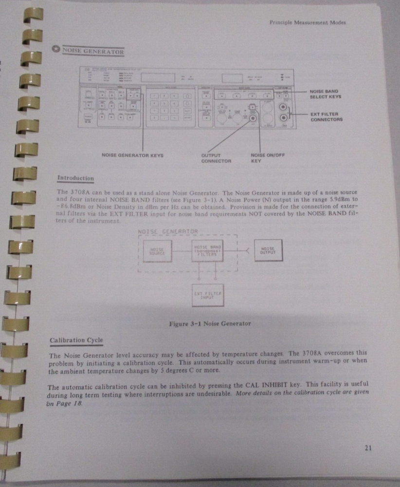 HEWLETT PACKARD 3708A NOISE & INTERFERENCE TEST SET OPERATING MANUAL
