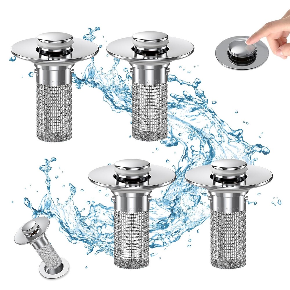 Bathroom Sink Drain Strainer, Pop Up Filter with Removable 4pcs