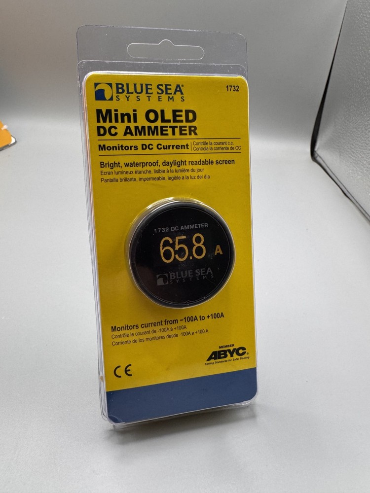 Blue Sea Systems 1732 Mini OLED Ammeter 500A DC Marine Digital Power Display AMP