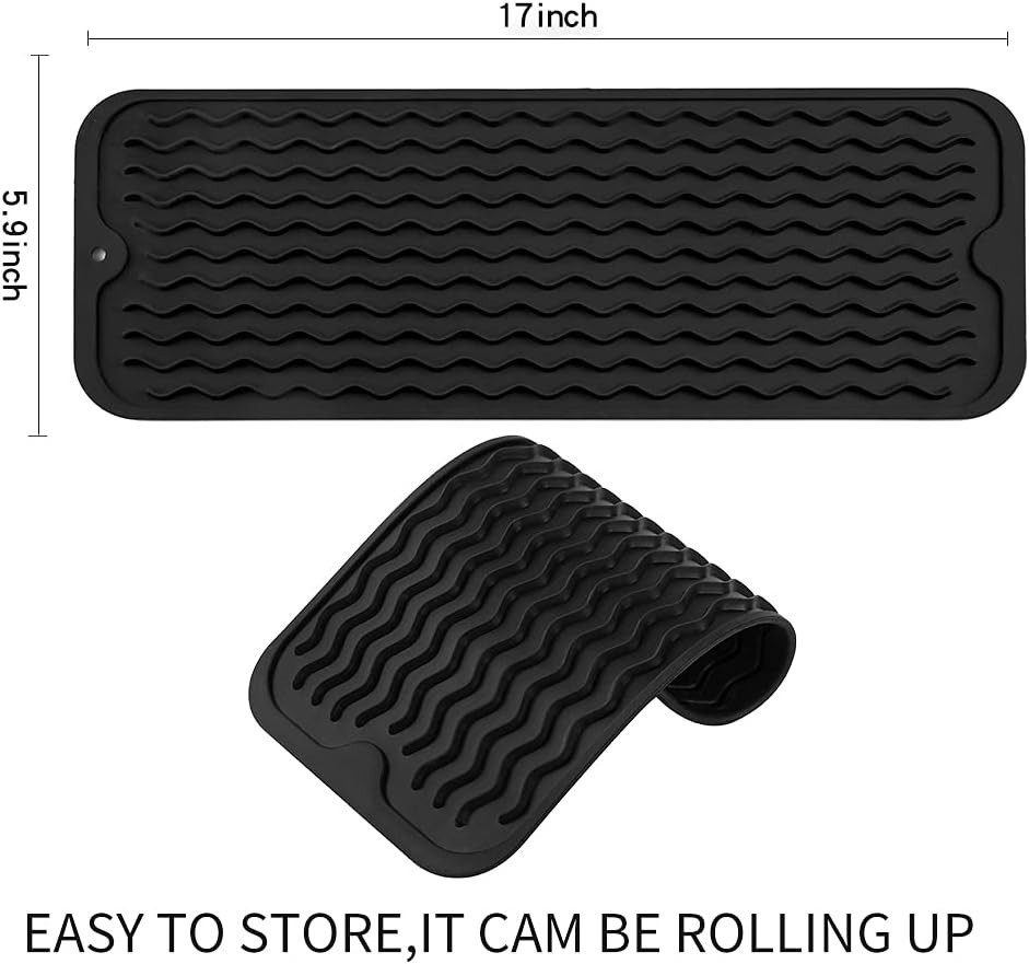 Dishwasher Safe Silicone Drying Mat - Heat-Resistant Multi-Functional 17"x6"