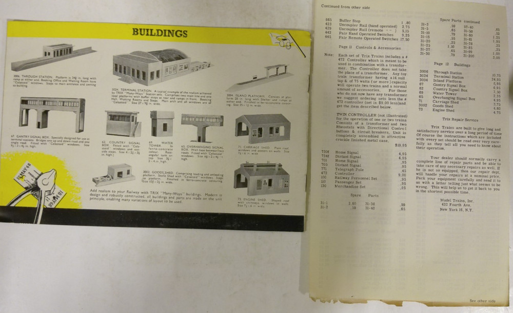 Trix Twin Railway 1948 Foldout Catalog