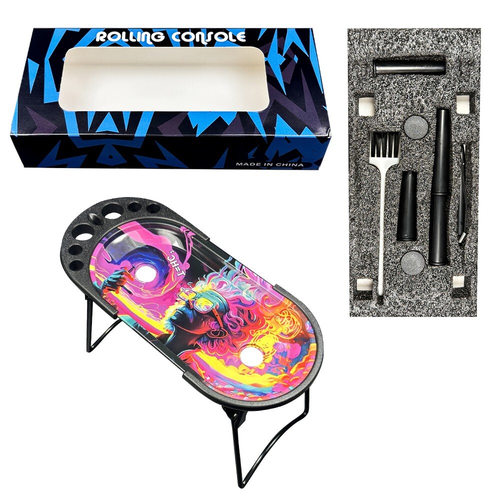 Foldable Rolling Tray with Cone Loader for King or 1-1/4 Size Pre Rolled-Zombie
