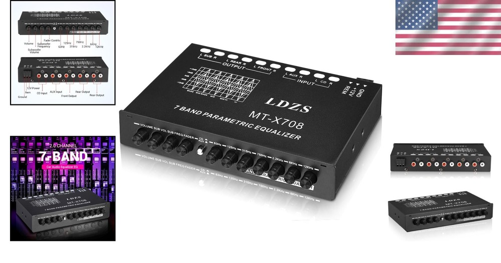 Adjustable 7-Band Car Equalizer with CD/AUX Input: Elevate Your Audio Experience