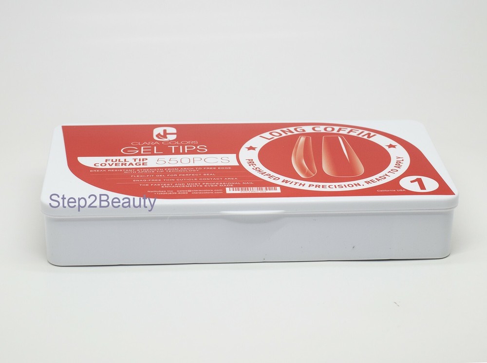 Clara Colors - Full Tip Coverage 550 pcs - Long Coffin Gel Tips #1