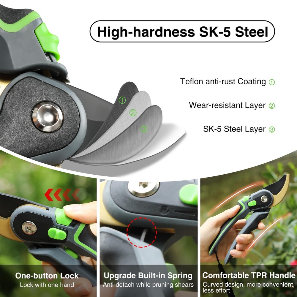 Lineslife Extendable Tree Pruner,Pole Pruner Pruning Shear, 4.6ft-10ft, Black