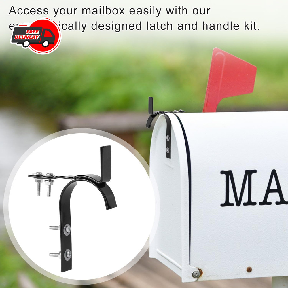 Mailbox Latch and Handle Kit, Metal Secure Replacement Set for black, silver