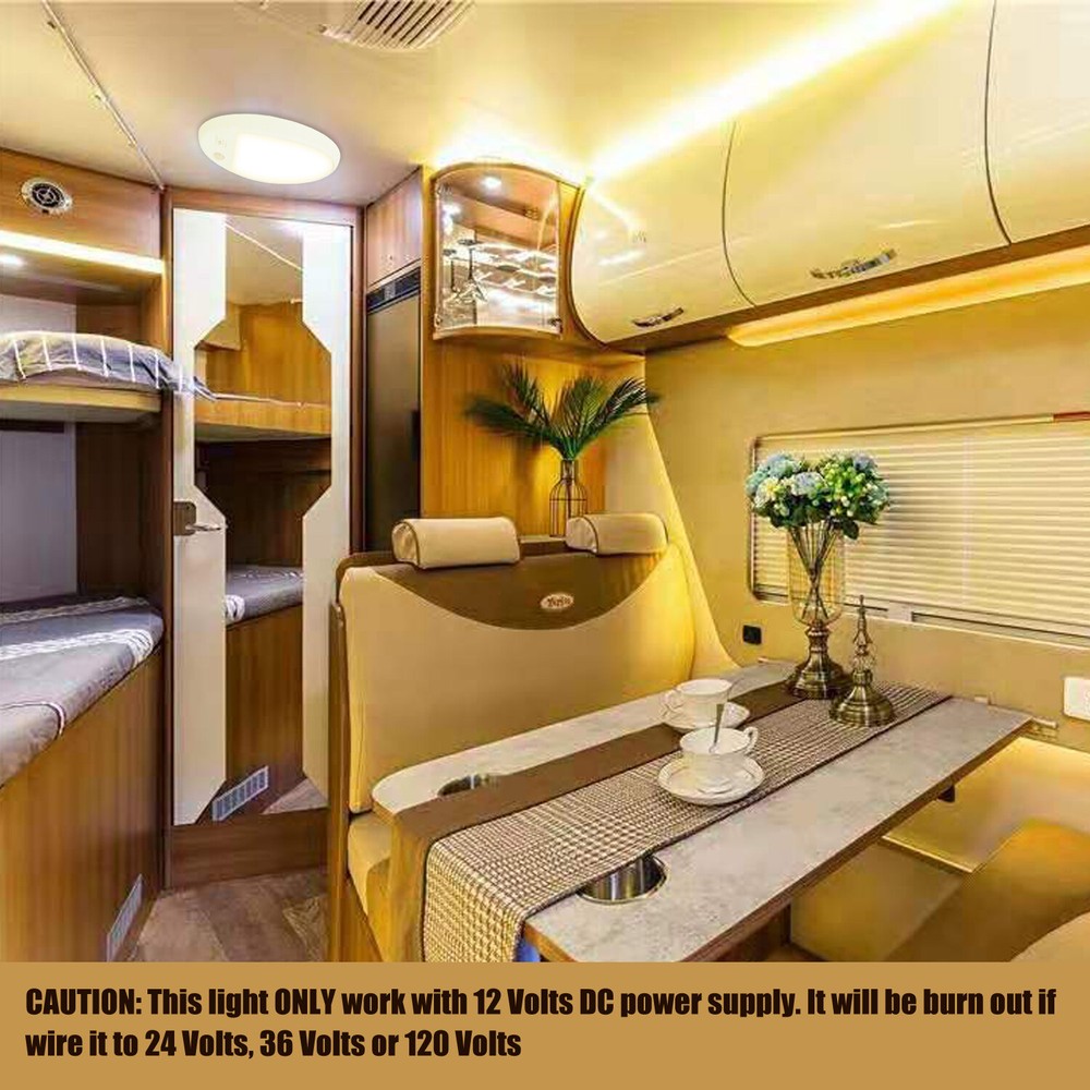 Facon RV 12V LED Dome Light w/Switch & Motion Sensor for Camper Trailer Boat RV