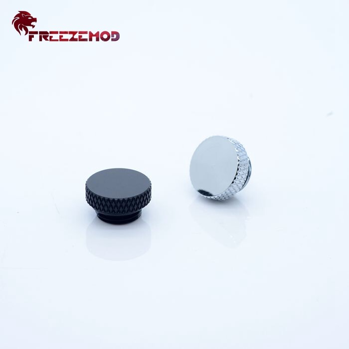 4 Pcs FreezeMod G1/4" Thread Low Profile PLUG Stop Fitting Black Silver Brass