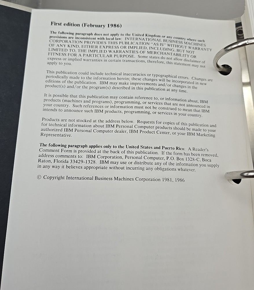 Vintage 1986 IBM Disk Operating System Manual 1st Edition Fabric Bound
