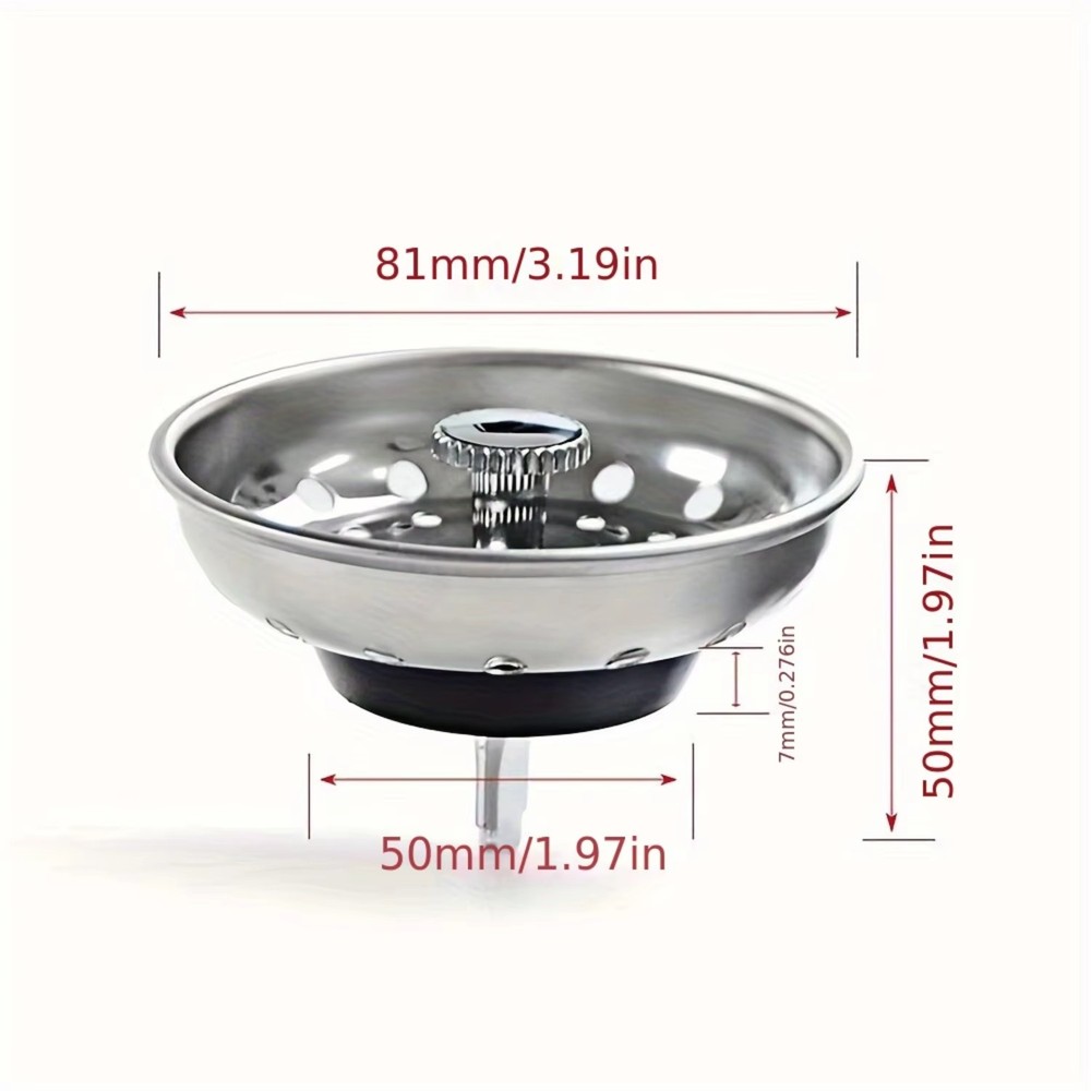 2x Stainless Steel Home Kitchen Sink Drain Stopper Basket Strainer Waste Plug