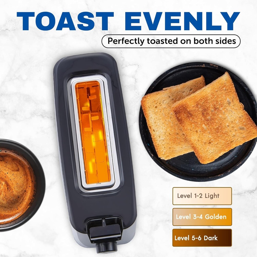 Elite Gourmet ECT118B Cool Touch Single Slice Toaster, 6 1 Slice, Black