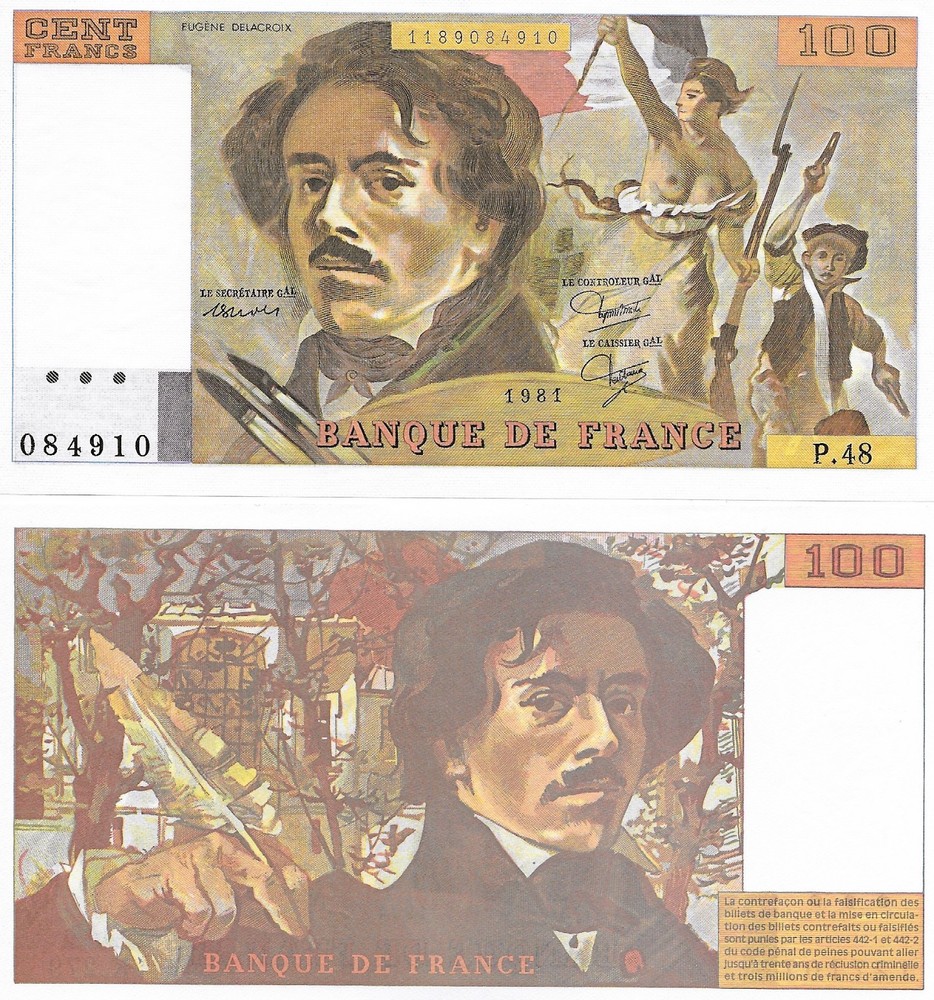 France 1978-95 100 Francs  P-154 UNC Notes