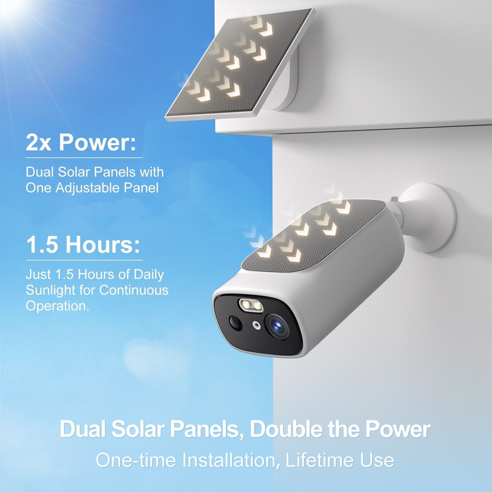 2PACK Solar Battery Powered Wifi Security Camera WIFI 2K Solar Battery Powered