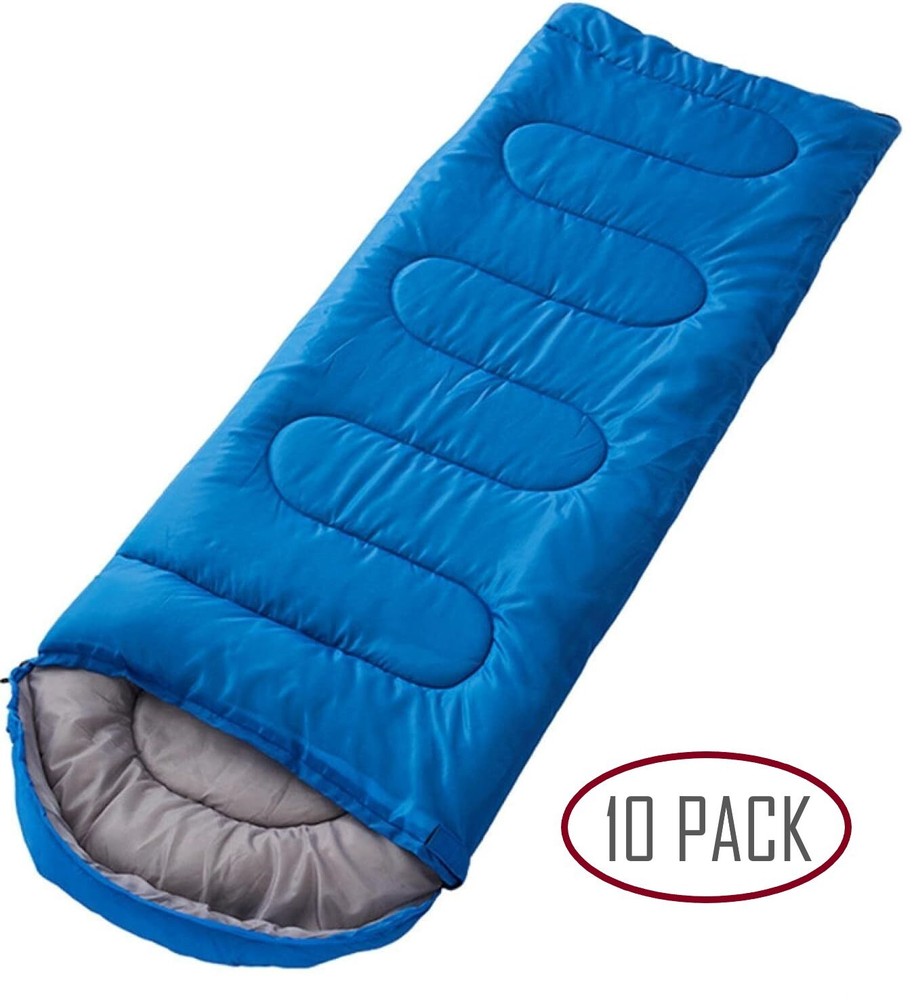 10 Pack - Mummy Sleeping Bag 8' Comfortable Camping Backpacking Sleep Sack Blue