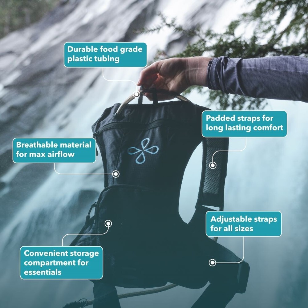 Puribag Adventure Pack: 2 Liter Tactical Hydration Backpack with Survival Filter