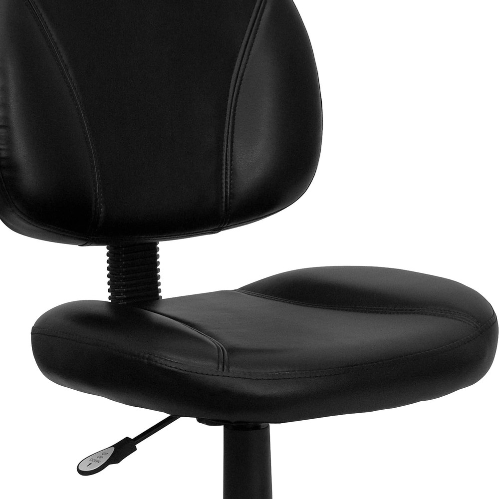 Ergonomic Black Leathersoft Swivel Task Chair with Back Depth Adjustment