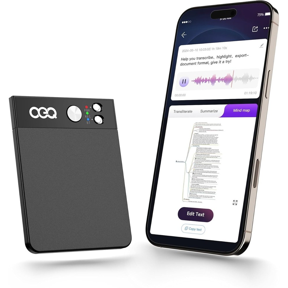 OEQ AI Voice Recorder, 64GB AI Speech Processor with Simultaneous Interpretation