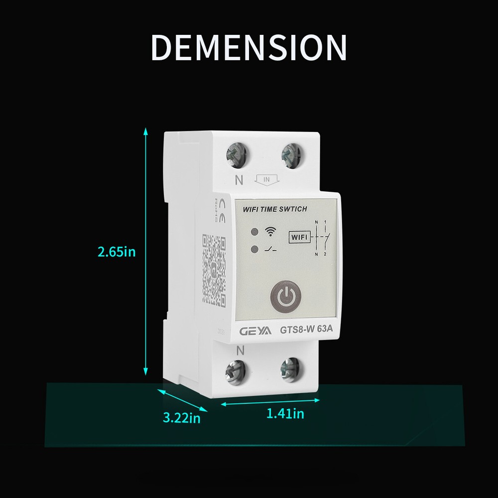GEYA Tuya Smart Wifi Timer Relay Switch 2/4P Wireless Remote Control 63A AC220V