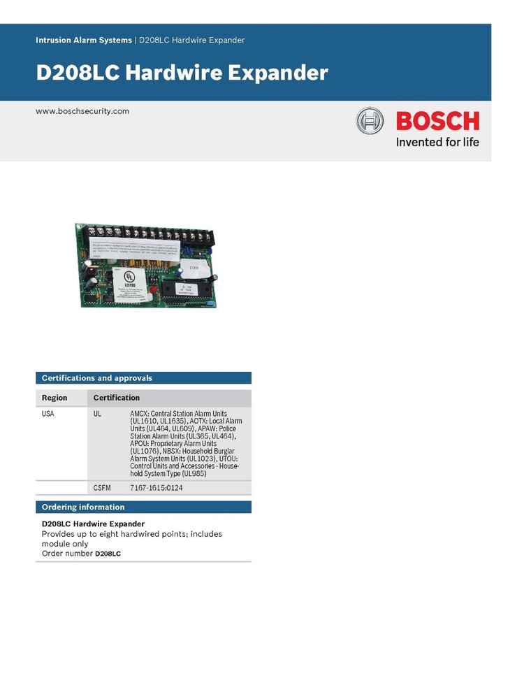 BOSCH D208LC Module - NEW (SEALED BOX)