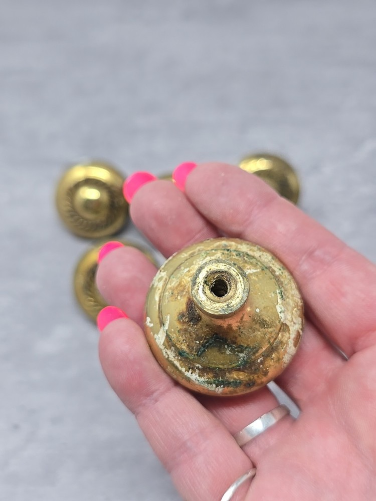 Lot Drawer Pulls Knobs Brass MCM Architectural Salvage Hardware Rope Design 1.5"