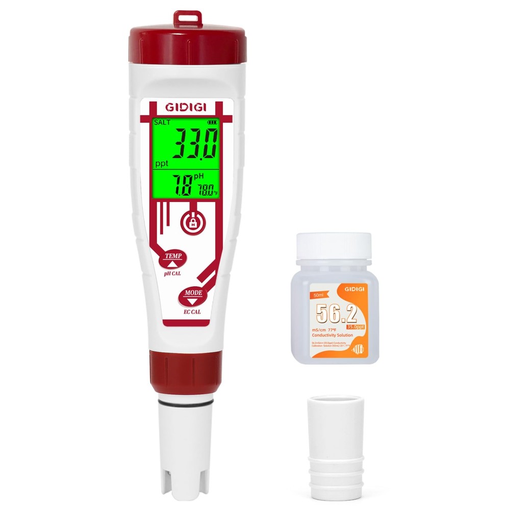 Aquarium Salinity pH Meter,Digital Pool Salt Tester,Simultaneously Display 5 ...