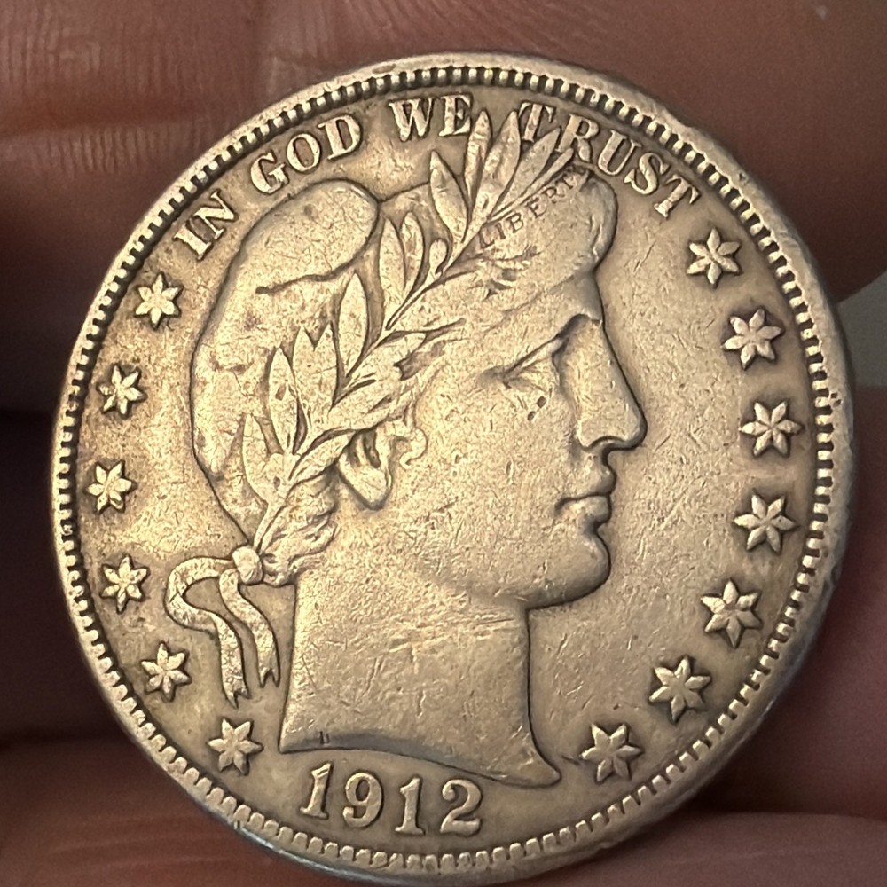 1912-D BARBER HALF DOLLAR - VF+