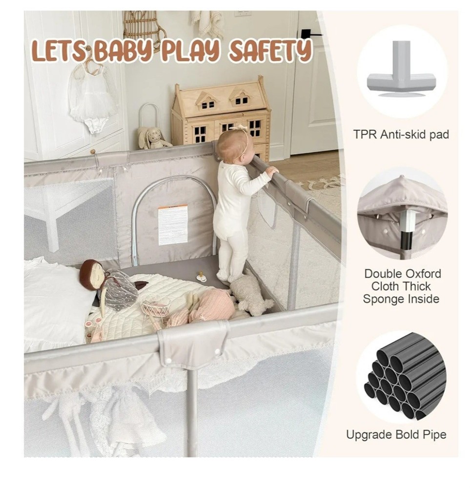 Zeebaba Playpen 47in Gray