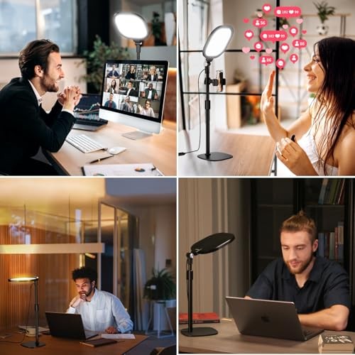 Zoom Lighting for Computer, Adjustable Desk Lighting for Video Black-1 pack