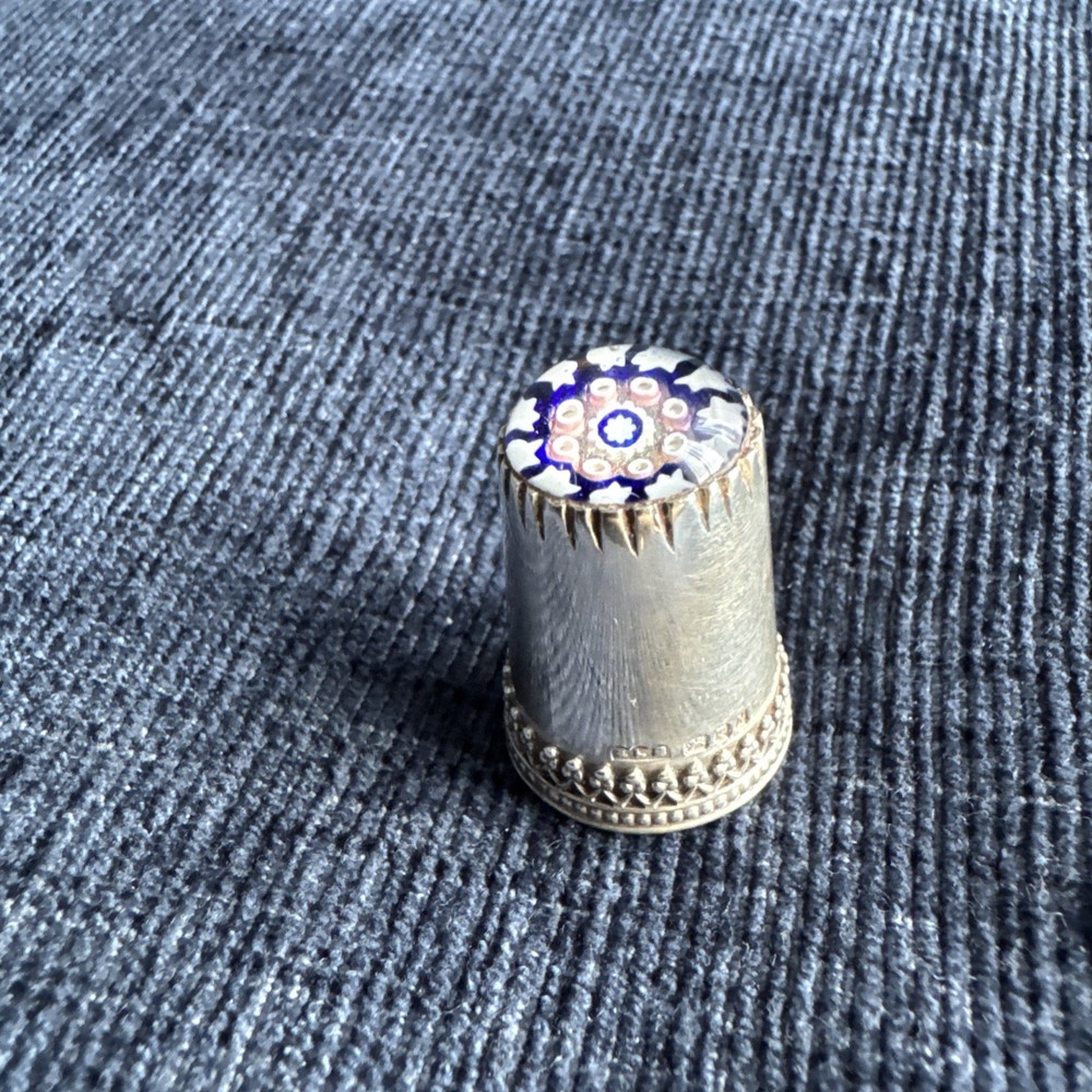 vintage sterling silver millefiori thimble