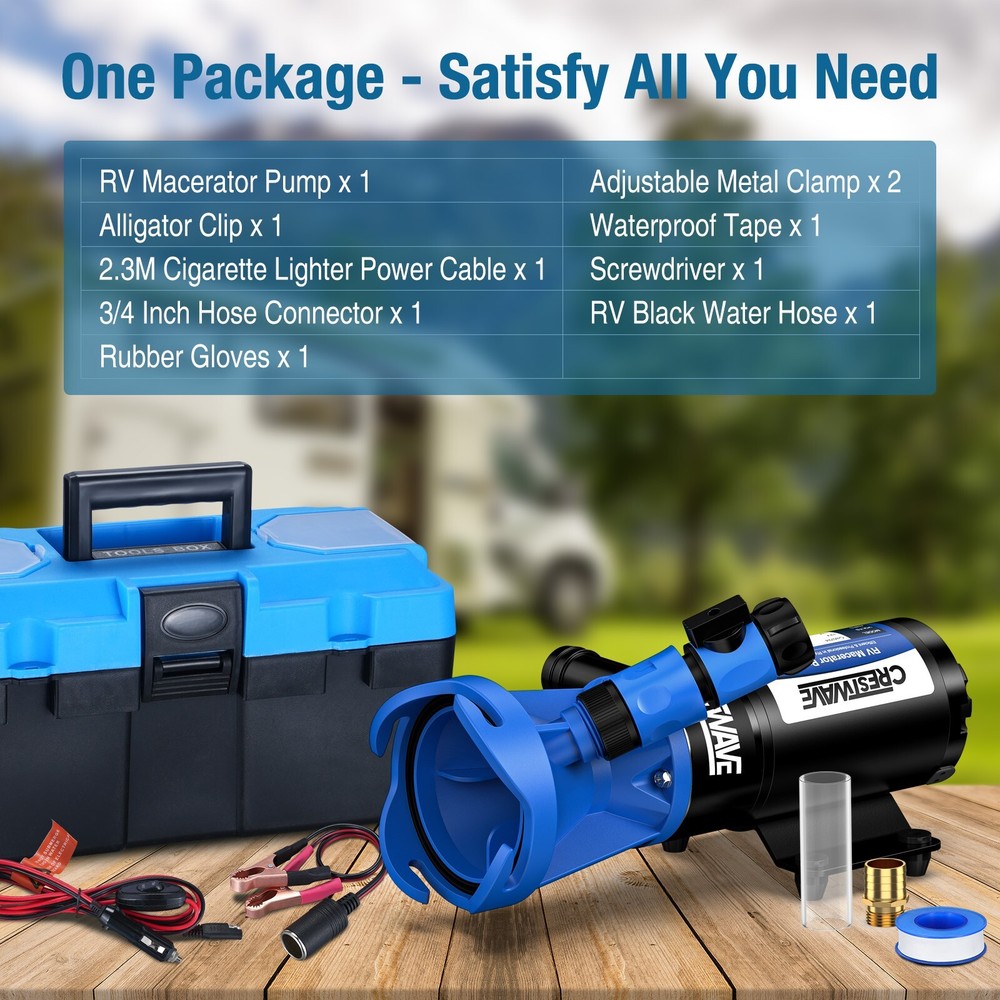 RV Macerator Pump 12V 12GPM Heavy-Duty Self-Priming Macerator Pump for RV