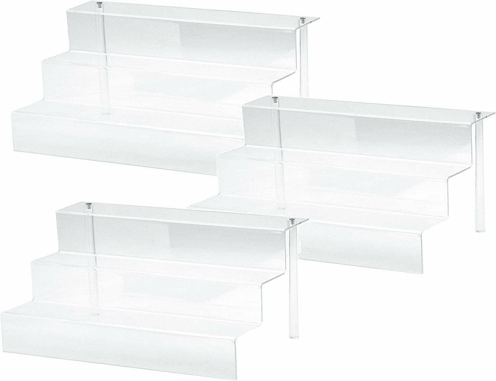 888 Display Three-Tier Acrylic Step Display Ultra Clear and Versatile Risers...