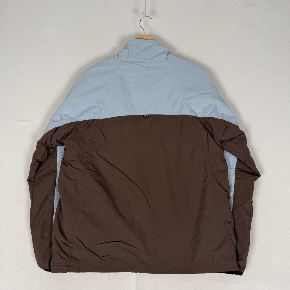 Oakley Software Jacket Windbreaker Brown Blue Zip Pockets Medium Oversized Y2K