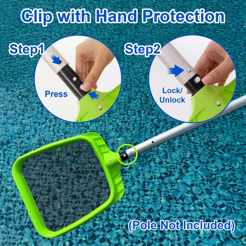 Pool Skimmer Net - Professional Heavy Duty Reinforced Frame Nylon Flat Leaf Rake